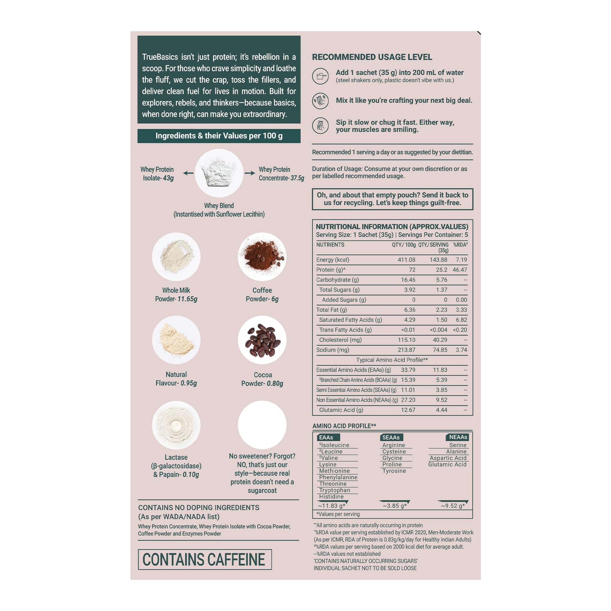 TrueBasics Clean Whey Protein Powder Blend, HAP Safe Certified, Whey Isolate & Concentrate, Adult - close-up detail (30)