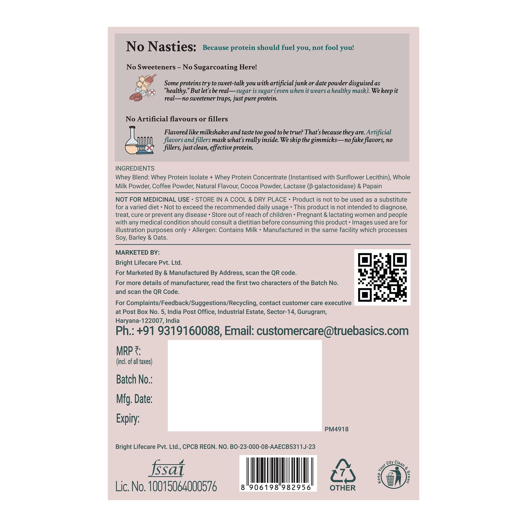 TrueBasics Clean Whey Protein Powder Blend, HAP Safe Certified, Whey Isolate & Concentrate, Adult - in use (31)