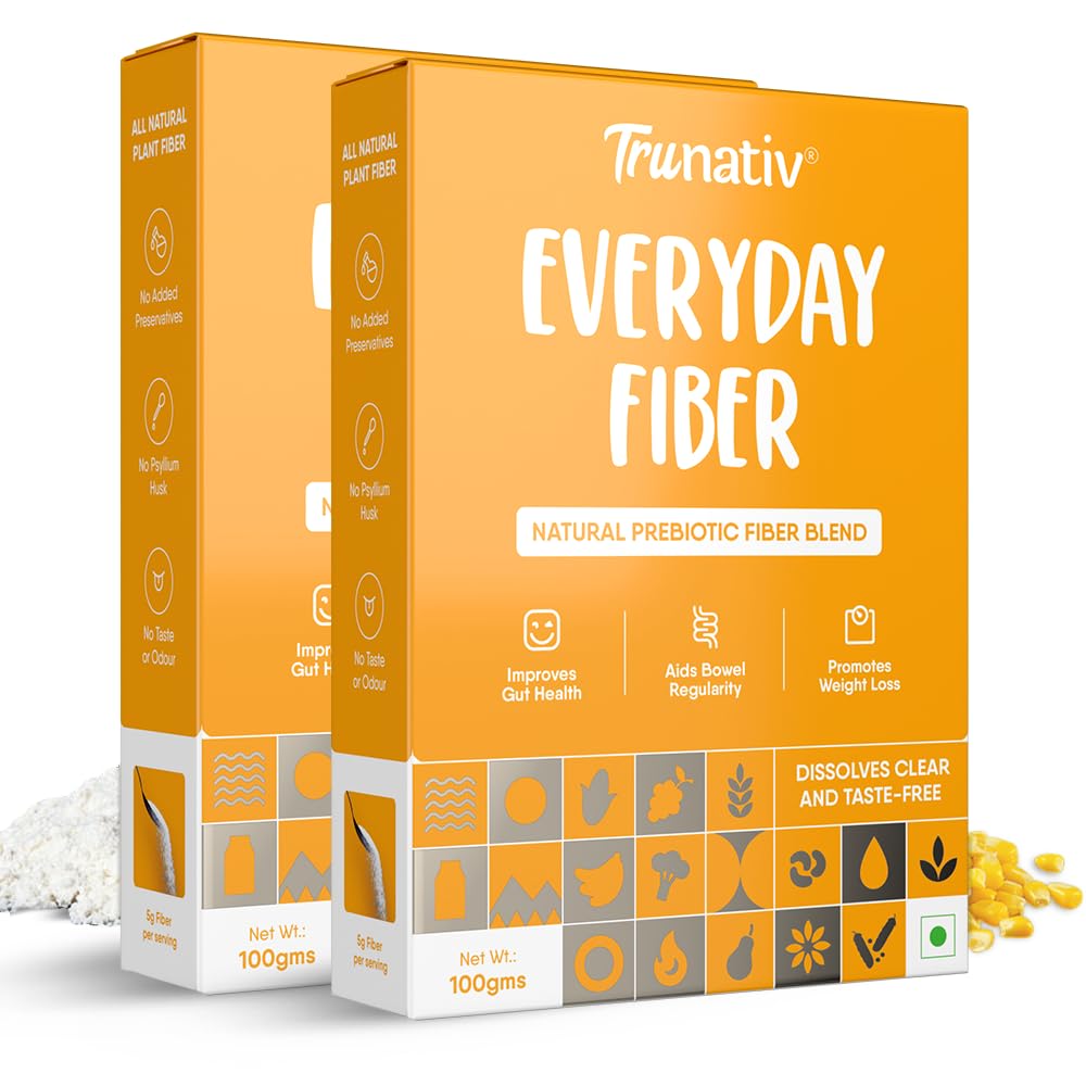 Trunativ Everyday Fiber Supplement Powder | Instant Acidity Relief & Bloating Relief | Prebiotic Fibre Supplement | Psyllium 