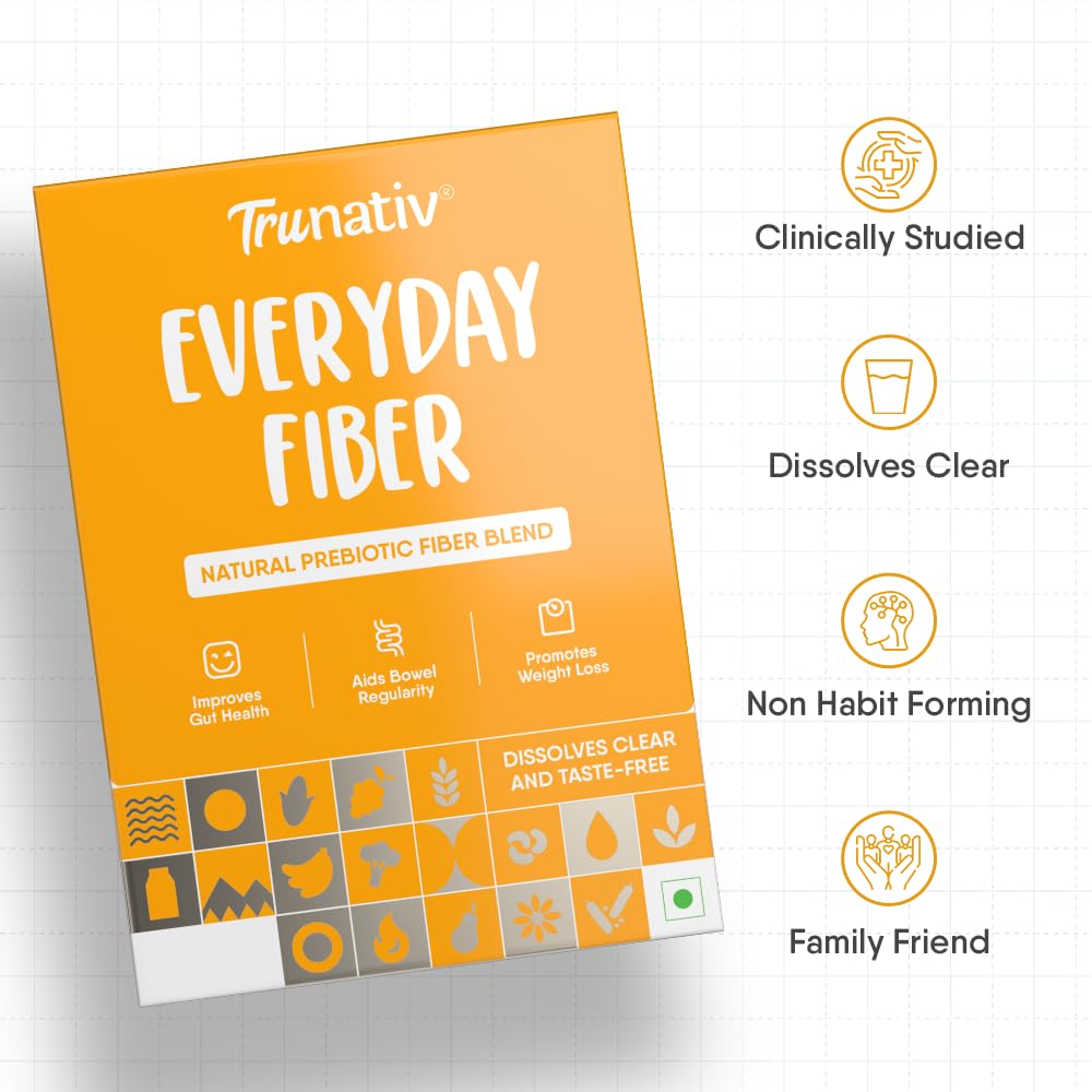 Trunativ Everyday Fiber Supplement Powder | Instant Acidity Relief & Bloating Relief | Prebiotic Fibre Supplement | Psyllium 