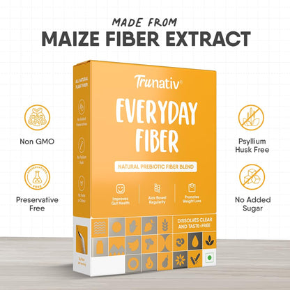 Trunativ Everyday Fiber Supplement Powder | Instant Acidity Relief & Bloating Relief | Prebiotic Fibre Supplement | Psyllium 