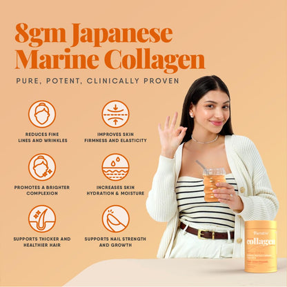 TruNativ Marine Collagen Powder, Japanese Source Type 1 and 3 Hydrolyzed Peptides with Hyaluronic Acid, Adult Nutritional Sup