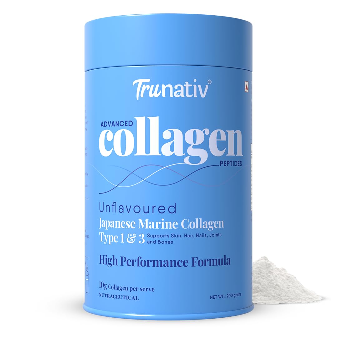 TruNativ Marine Collagen Powder, Japanese Source Type 1 and 3 Hydrolyzed Peptides with Hyaluronic Acid, Adult Nutritional Sup