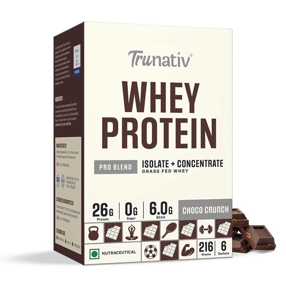 TruNativ Pro Blend Whey Protein Powder, Choco Crunch, Whey Isolate & Concentrate Blend