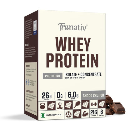 TruNativ Pro Blend Whey Protein Powder, Choco Crunch, Whey Isolate & Concentrate Blend
