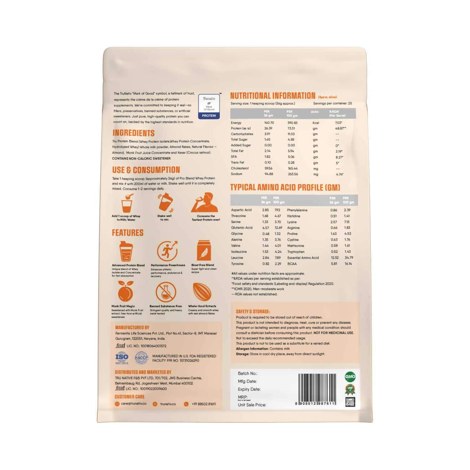 TruNativ Pro Blend Whey Protein Powder, Choco Crunch, Whey Isolate & Concentrate Blend - in use (26)