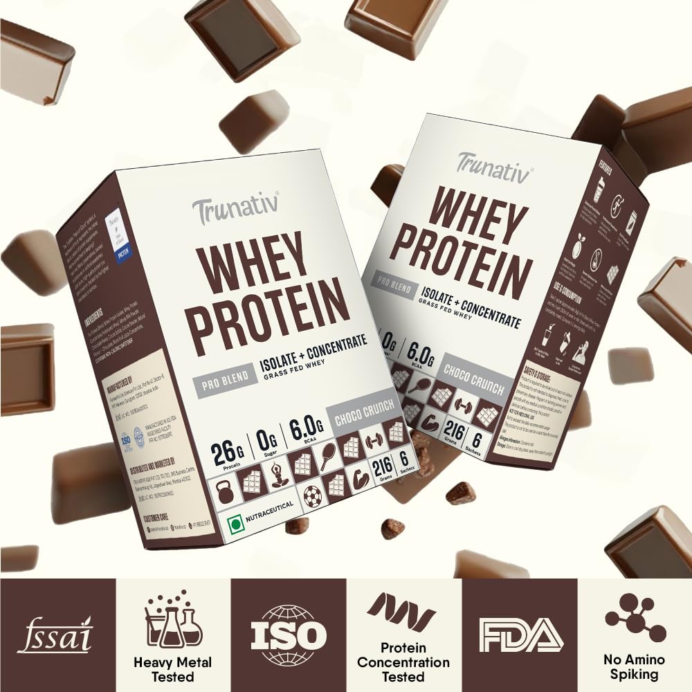 TruNativ Pro Blend Whey Protein Powder, Choco Crunch, Whey Isolate & Concentrate Blend - ingredients panel