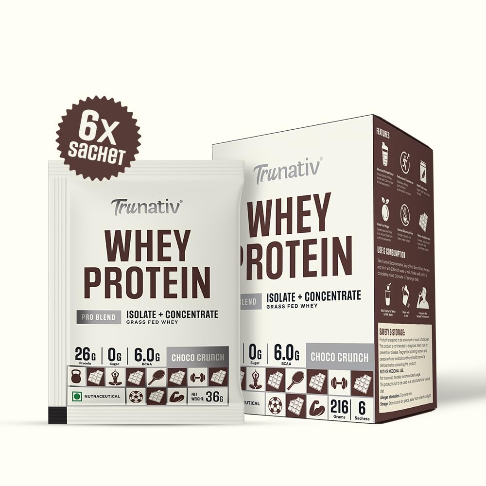 TruNativ Pro Blend Whey Protein Powder, Choco Crunch, Whey Isolate & Concentrate Blend - close-up detail
