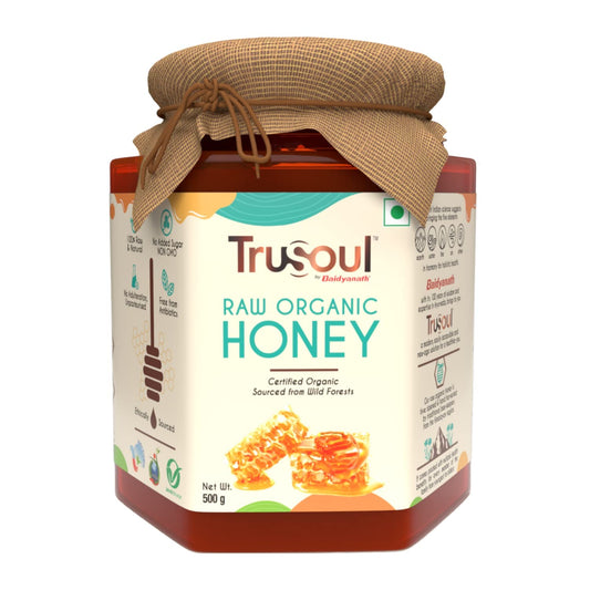 TRUSOUL Raw Organic Honey, 500g, NPOP Organic Certified Himalayan Honey