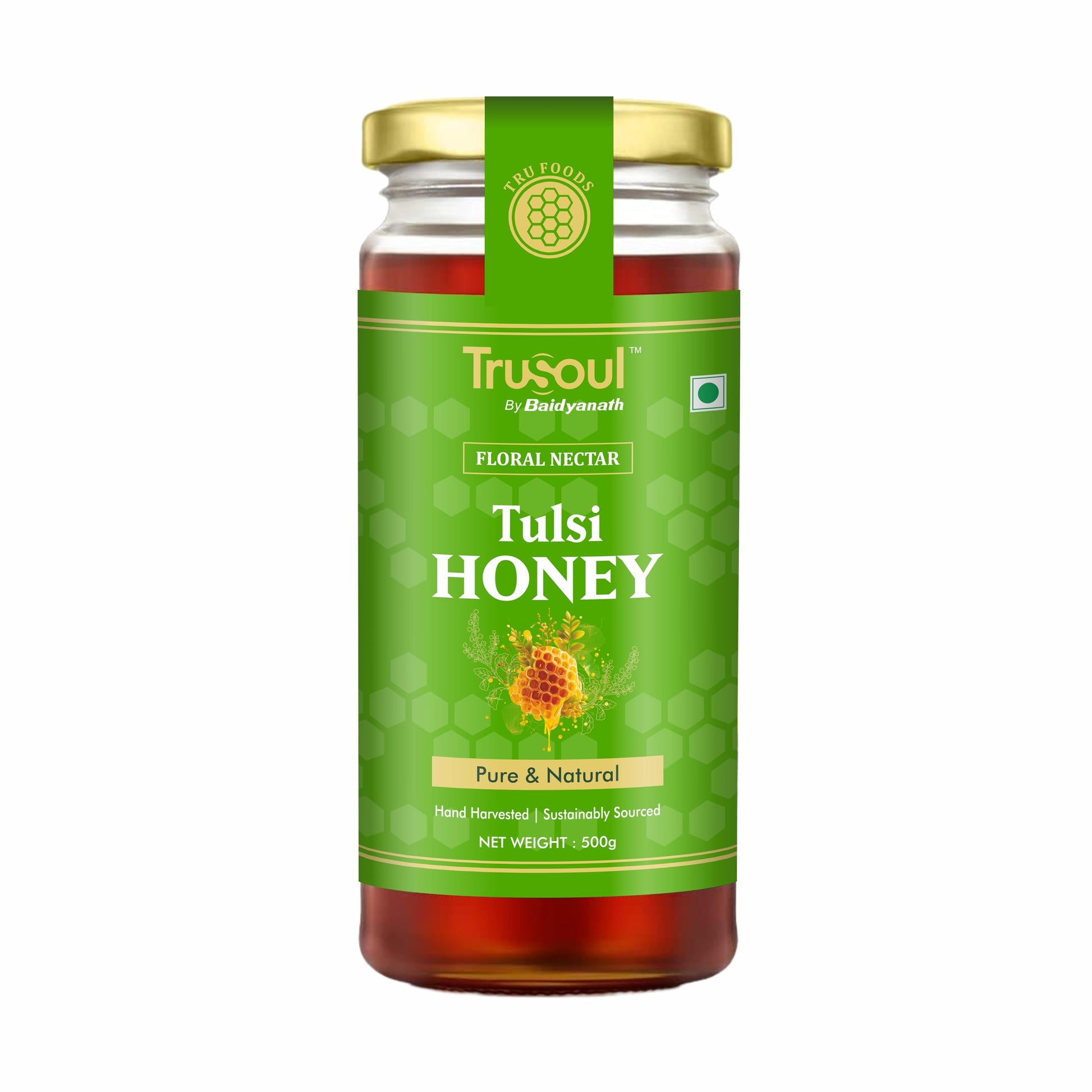 TRUSOUL Tulsi Honey, Forest-Sourced Raw & Unprocessed Honey, Lab Tested, Glass Jar (7)