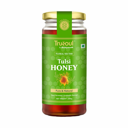 TRUSOUL Tulsi Honey, Forest-Sourced Raw & Unprocessed Honey, Lab Tested, Glass Jar (7)