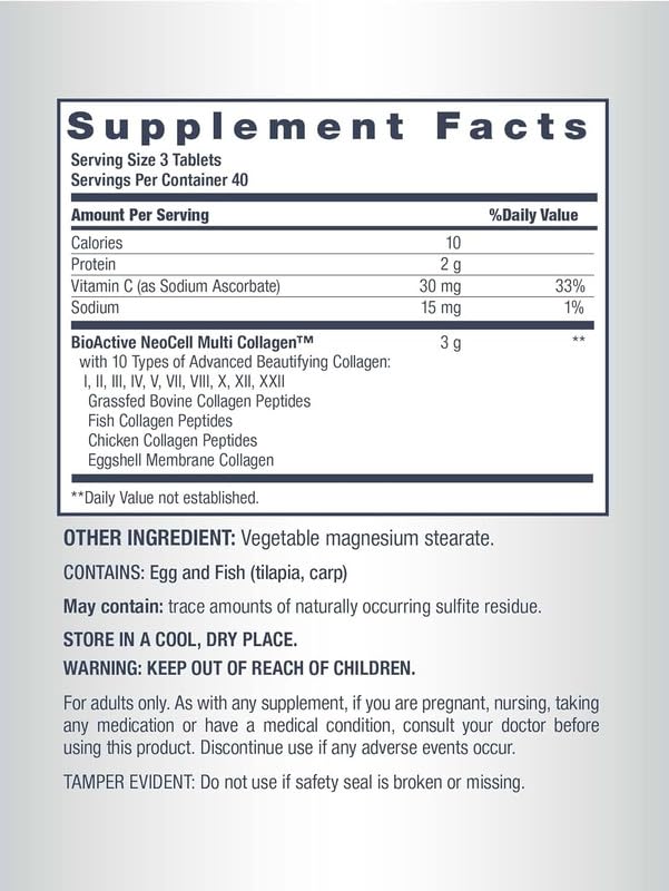 TYIIR Multi Collagen Peptide Tablets, 120 Count, 10 Types of Collagen, 3g Per Serving, Gluten-Free, GMP Certified - packaging