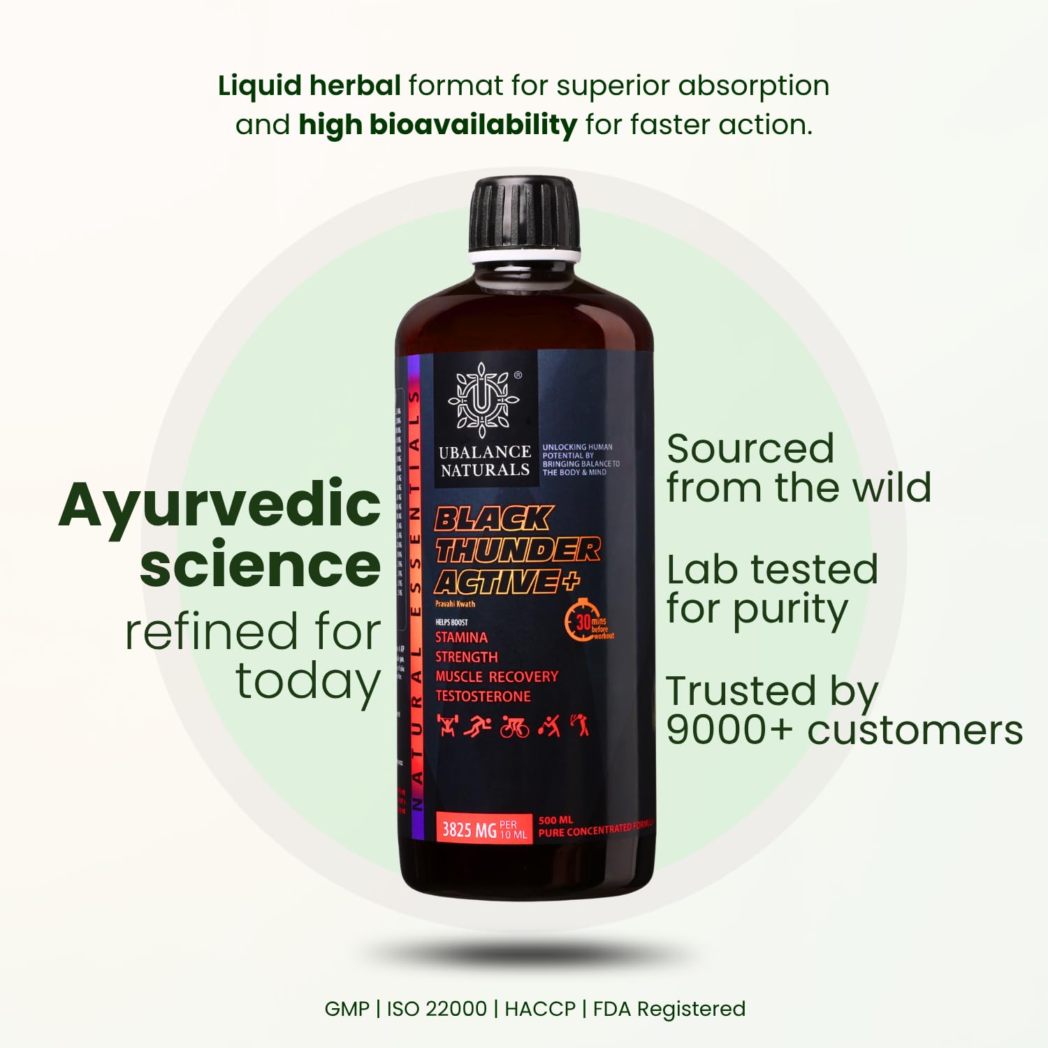 Ubalance Naturals Ashwagandha Ayurvedic Herbal Liquid Supplement, 1000mg per 10ml Serving - front view (15)