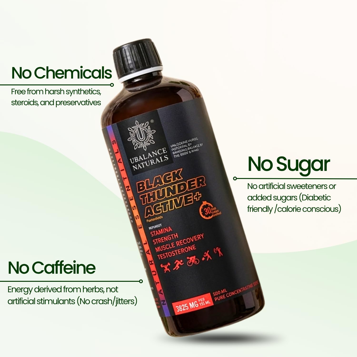 Ubalance Naturals Ashwagandha Ayurvedic Herbal Liquid Supplement, 1000mg per 10ml Serving - label detail (18)