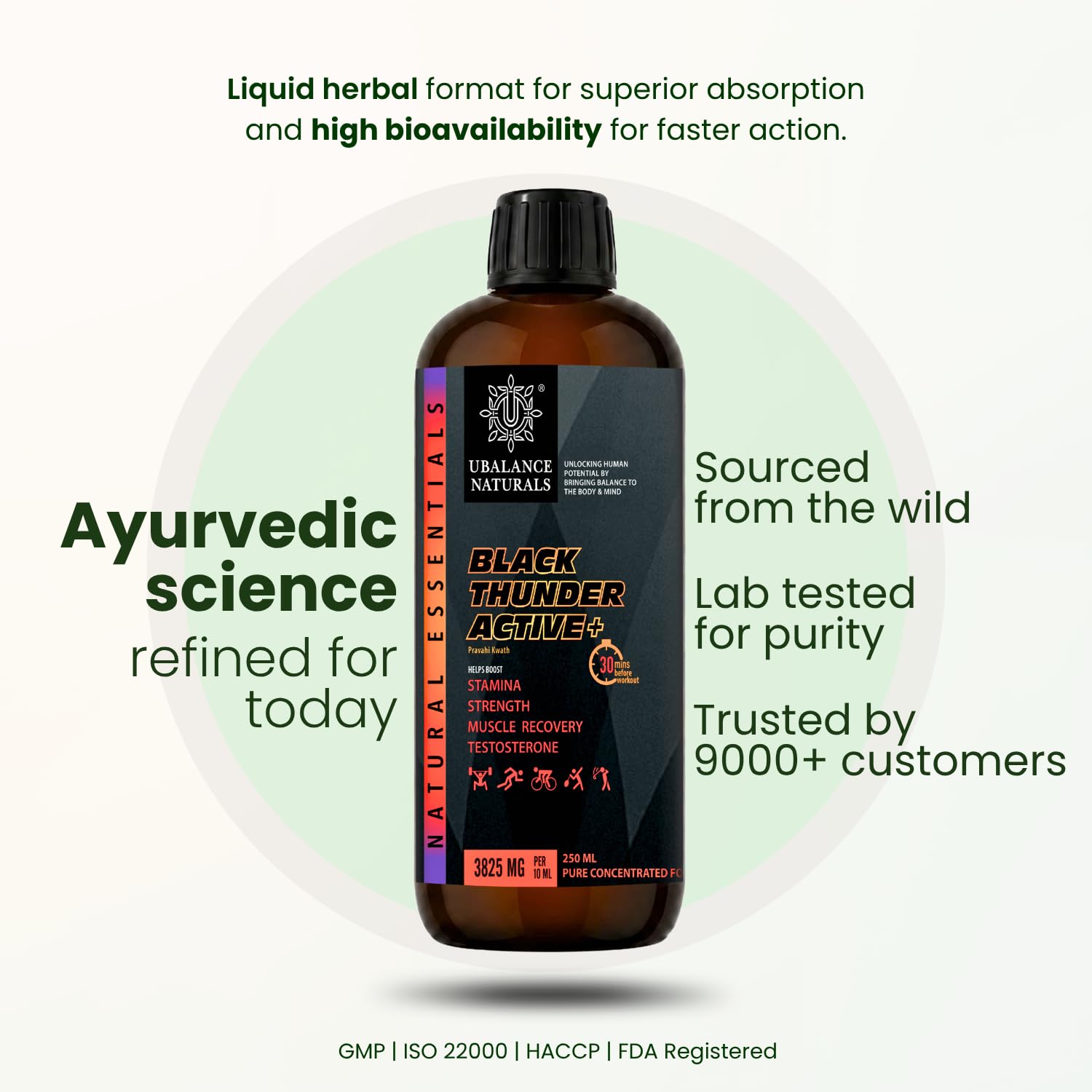 Ubalance Naturals Ashwagandha Ayurvedic Herbal Liquid Supplement, 1000mg per 10ml Serving - front view (24)