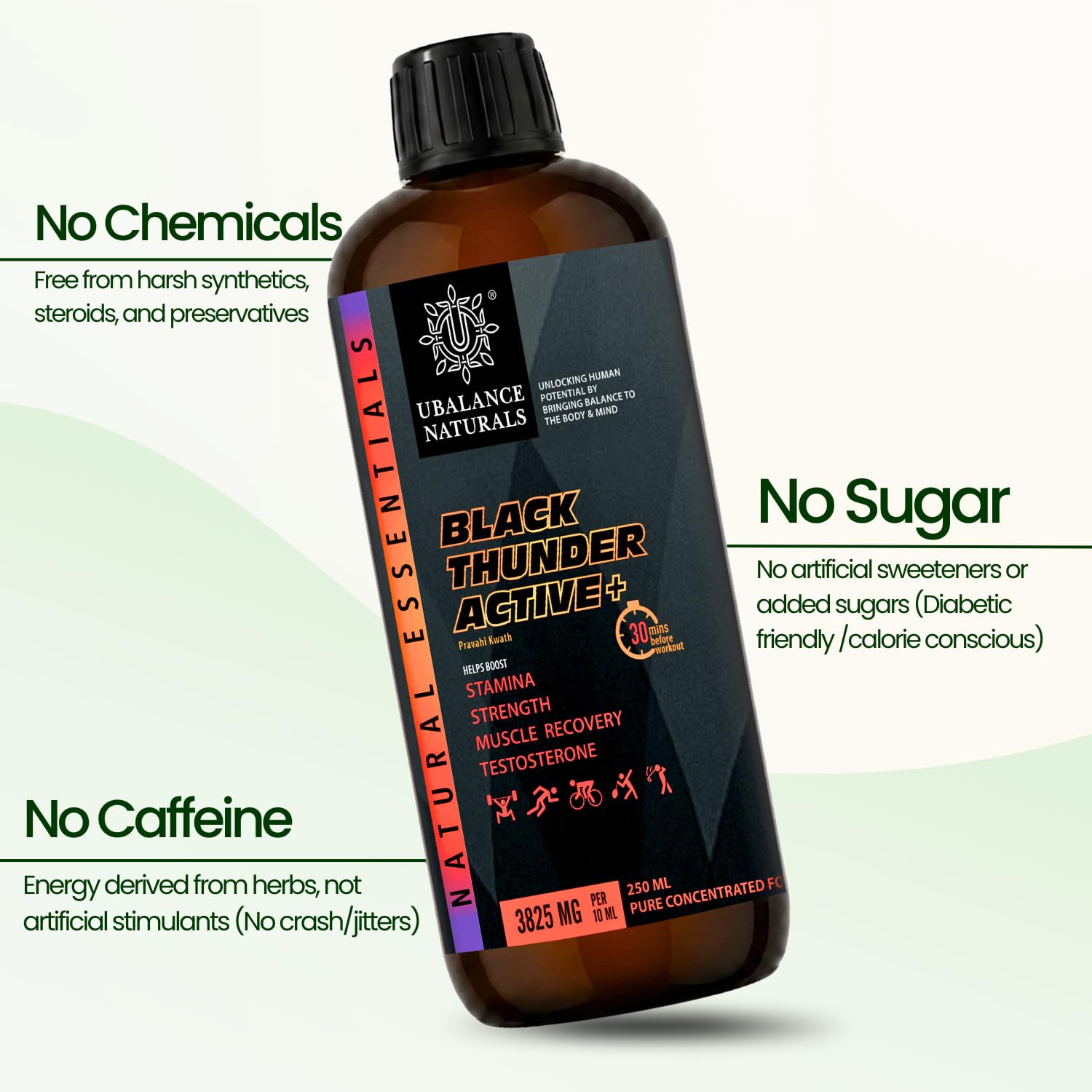 Ubalance Naturals Ashwagandha Ayurvedic Herbal Liquid Supplement, 1000mg per 10ml Serving - label detail (25)