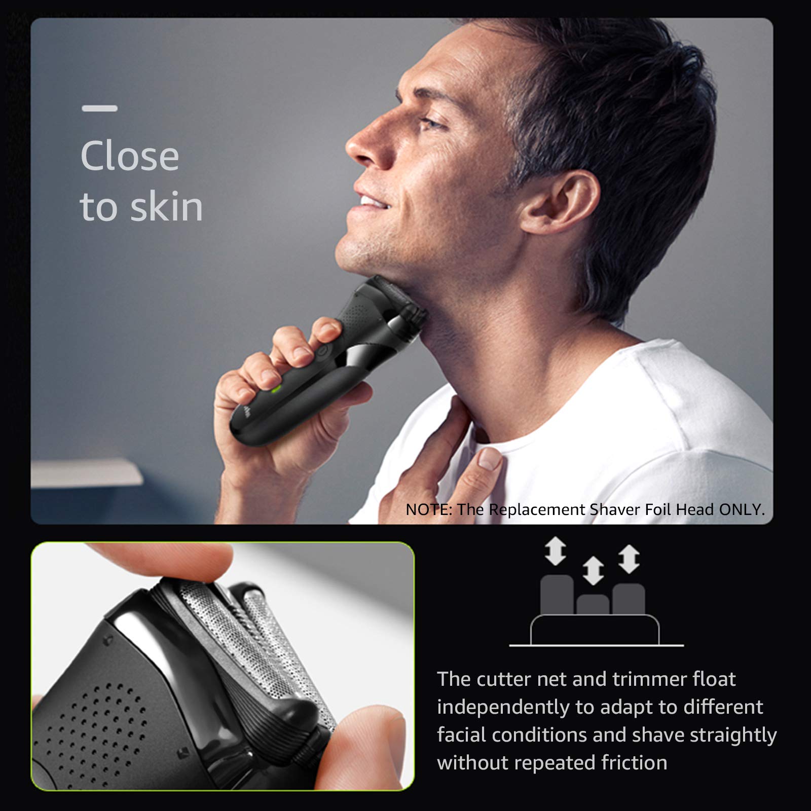 Ubervia Replacement Shaver Foil Head Cutter Compatible with Braun 21B 3 Series 300S 310S Electric Shaver - packaging