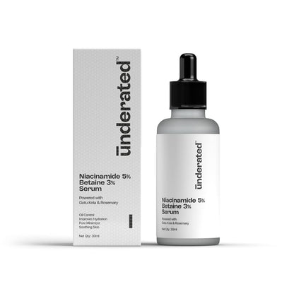 UNDERATED 5% Niacinamide & 3% Betaine Serum with Gotu Kola and Rosemary, 30 g, Facial Serum