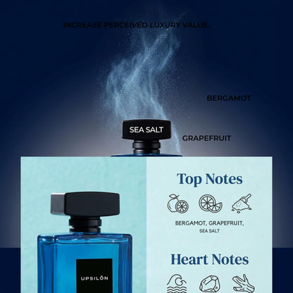 UPSILON Golden Sand Men Eau de Parfum, 100ml, 20% Concentration, Glass Bottle - front view (9)