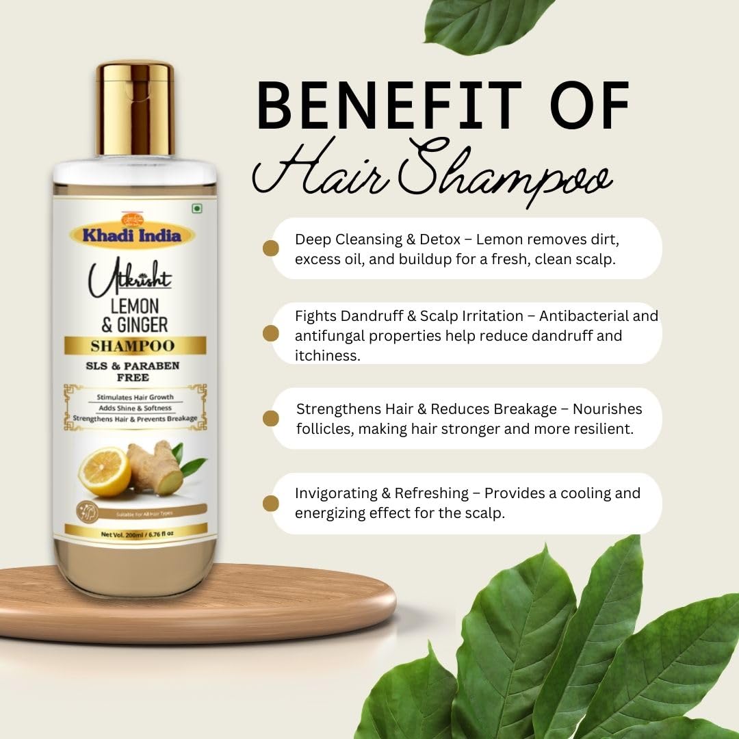 Utkrisht Ayurvedic Herbal Shampoo, 200ml, Paraben and SLS Free, for All Hair Types - label detail (52)