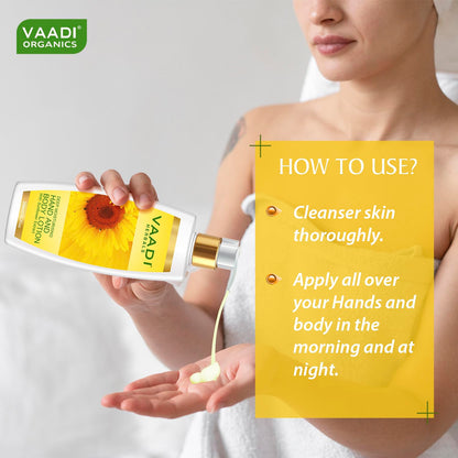 VAADI HERBALS Hand and Body Lotion with Sunflower Extract, 350g, Unisex Daily Skin Moisturizer - back view