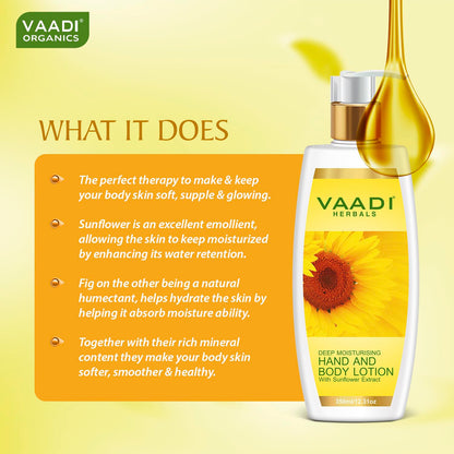 VAADI HERBALS Hand and Body Lotion with Sunflower Extract, 350g, Unisex Daily Skin Moisturizer - packaging