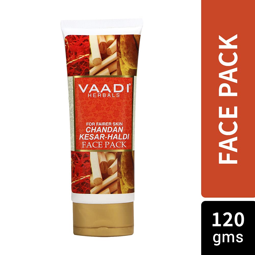 VAADI HERBALS Saffron Facial Kit, 4 Count, Herbal Skincare Set with Goat Milk and Papaya - back view