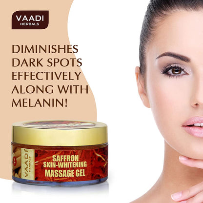 VAADI HERBALS Saffron Facial Kit, 4 Count, Herbal Skincare Set with Goat Milk and Papaya - in use