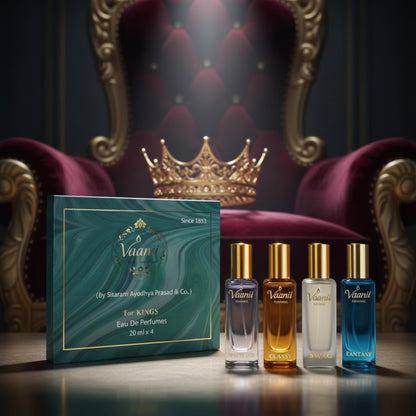 Vaanii Perfumes Eau De Parfum Gift Set for Men, 4 x 20ml Mini Perfumes, King Set Scents - back view