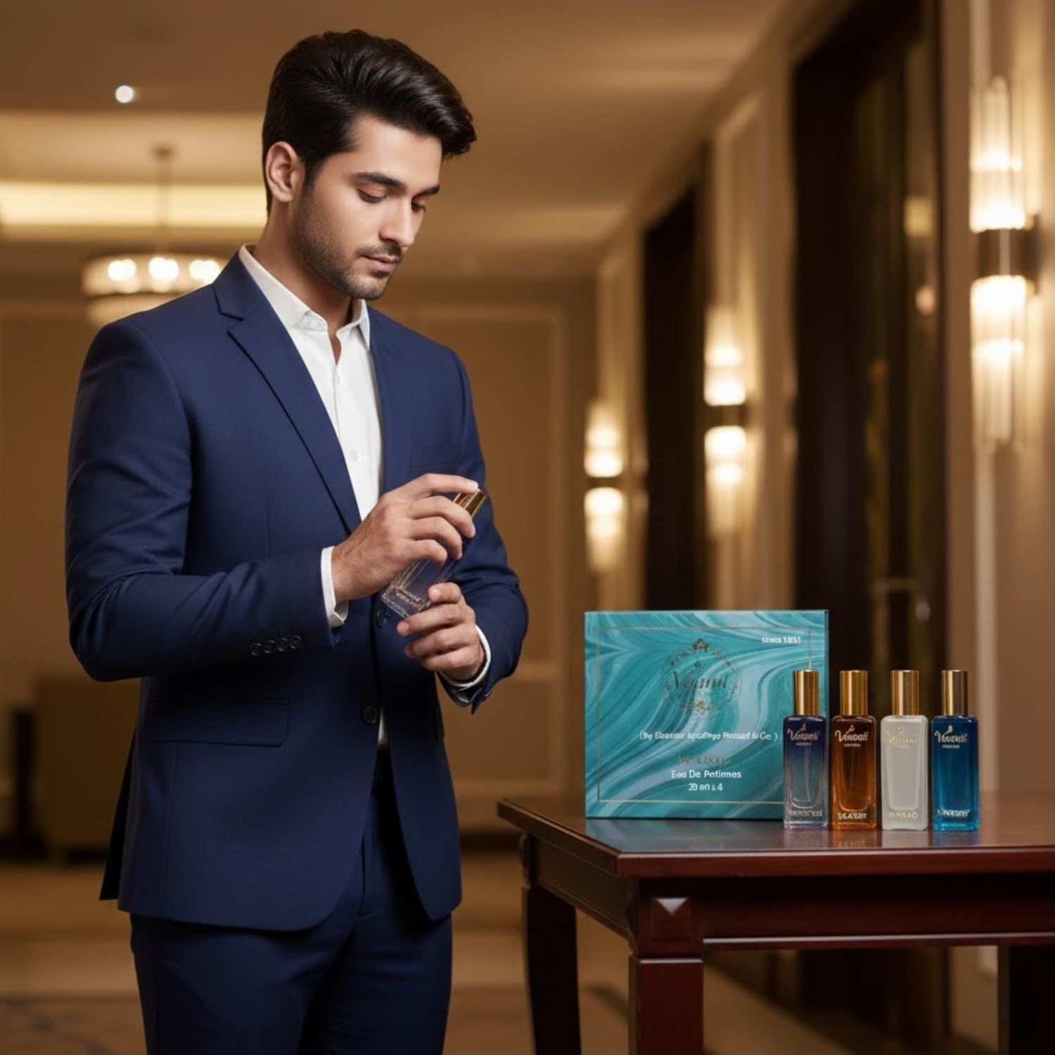 Vaanii Perfumes Eau De Parfum Gift Set for Men, 4 x 20ml Mini Perfumes, King Set Scents - packaging
