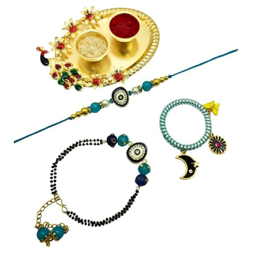 VACHANMOLI Unisex-Adult Bhaiya Bhabhi Evil Eye Couple Rakhi/Bracelet Pair Rakhi/Lumba Rakhi For Bhabhi/Designer Handmade Rakh