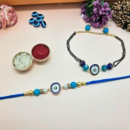 VACHANMOLI Unisex-Adult Bhaiya Bhabhi Evil Eye Couple Rakhi/Bracelet Pair Rakhi/Lumba Rakhi For Bhabhi/Designer Handmade Rakh