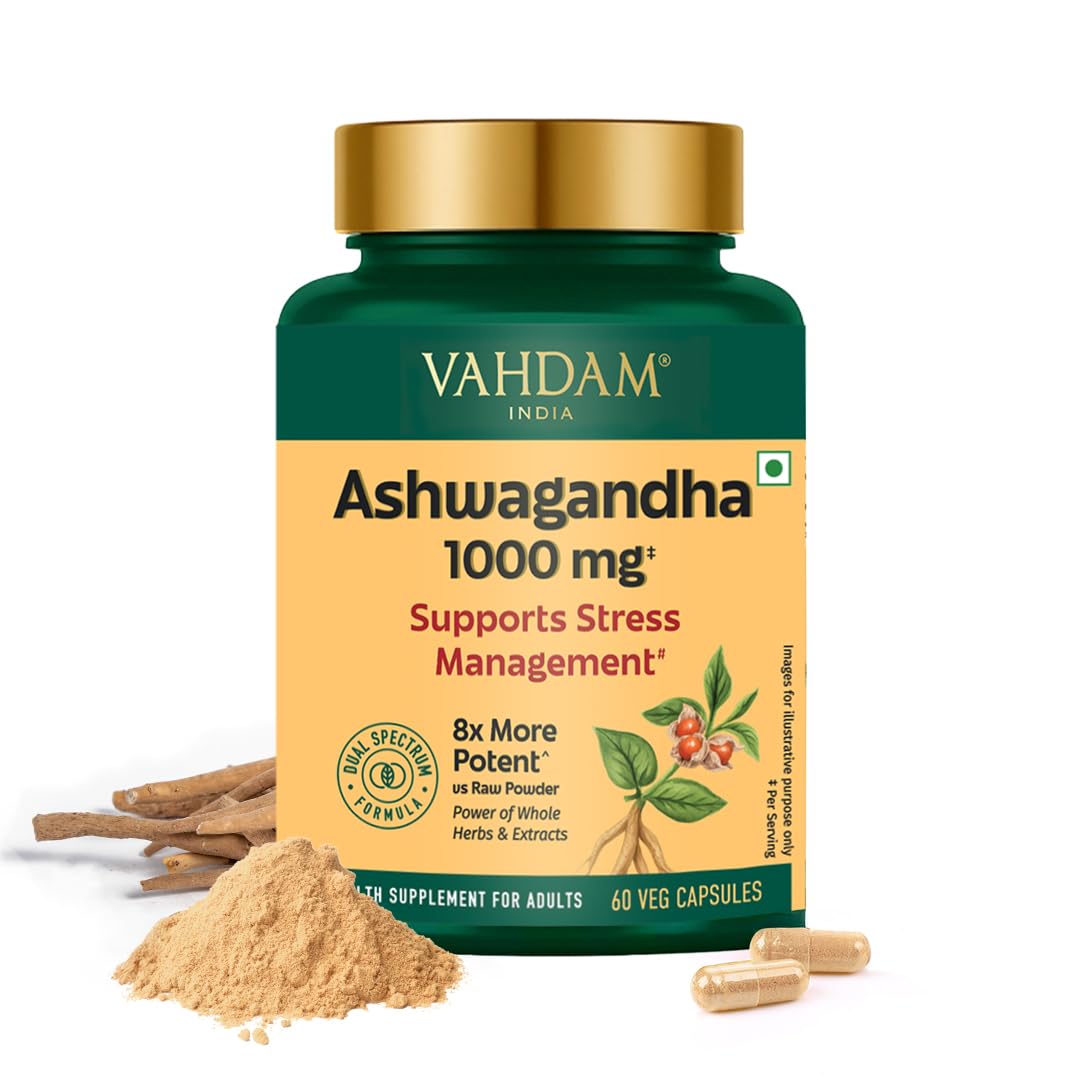 VAHDAM KSM-66 Ashwagandha Capsules, 600mg Root Extract, 5% Withanolides, 60 Veg Capsules, Herbal Supplement (10)