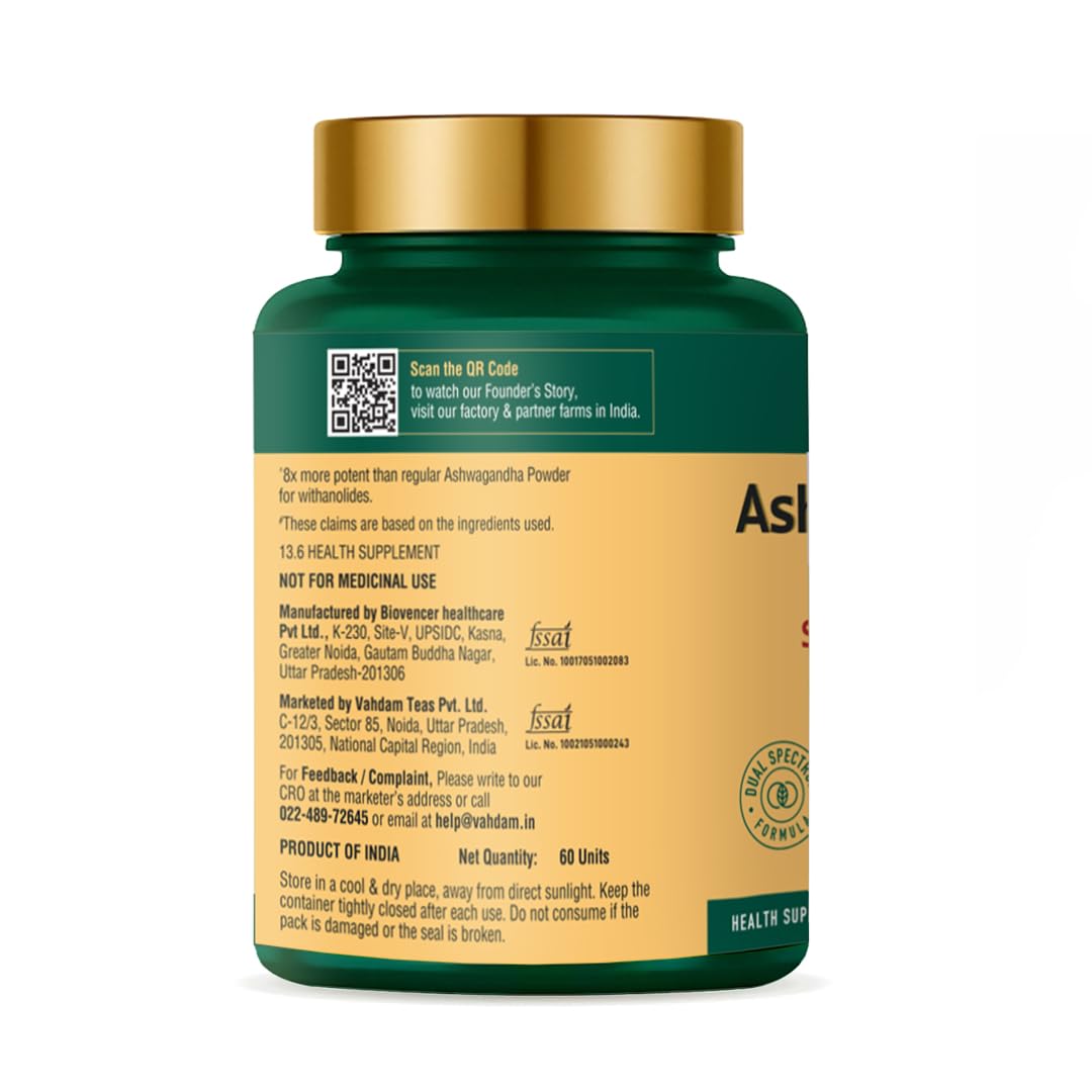 VAHDAM KSM-66 Ashwagandha Capsules, 600mg Root Extract, 5% Withanolides, 60 Veg Capsules, Herbal Supplement - in use (17)