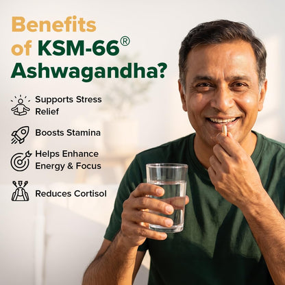 VAHDAM KSM-66 Ashwagandha Capsules, 600mg Root Extract, 5% Withanolides, 60 Veg Capsules, Herbal Supplement - label detail