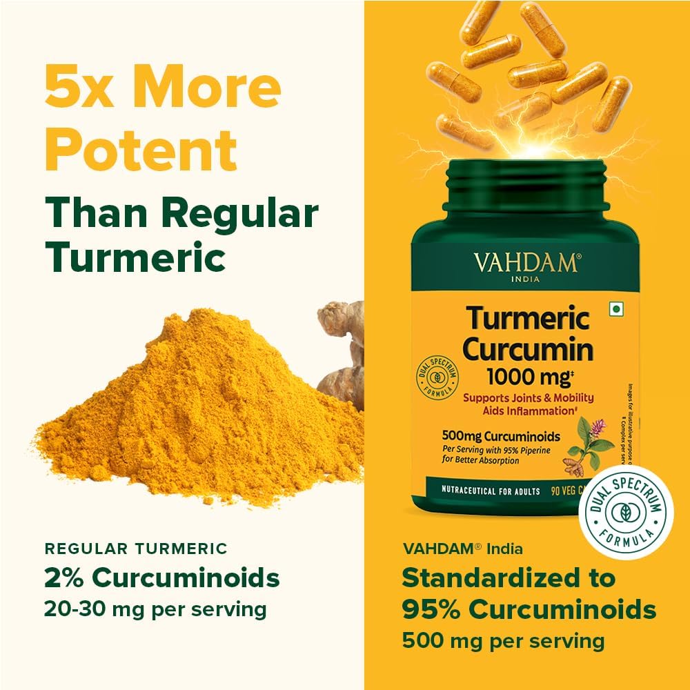 VAHDAM Turmeric Curcumin Supplement with Piperine and Boswellia, 500mg Curcuminoids, Vegan Capsules - packaging (13)