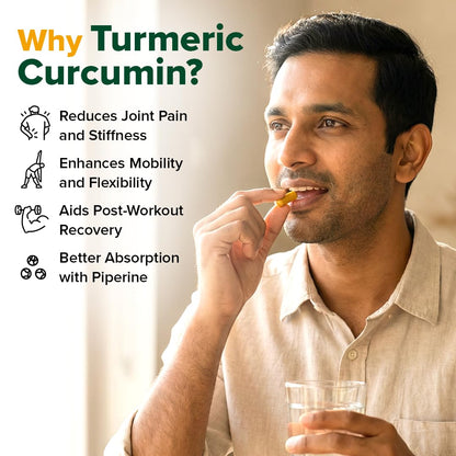 VAHDAM Turmeric Curcumin Supplement with Piperine and Boswellia, 500mg Curcuminoids, Vegan Capsules - back view