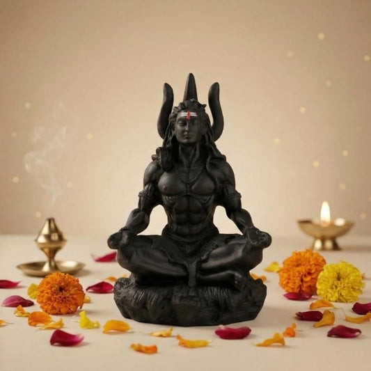 VAMA Siddh Mahadev Murti - 8.89 cm Black UV Resin Figurine for Car Dashboard or Home Mandir
