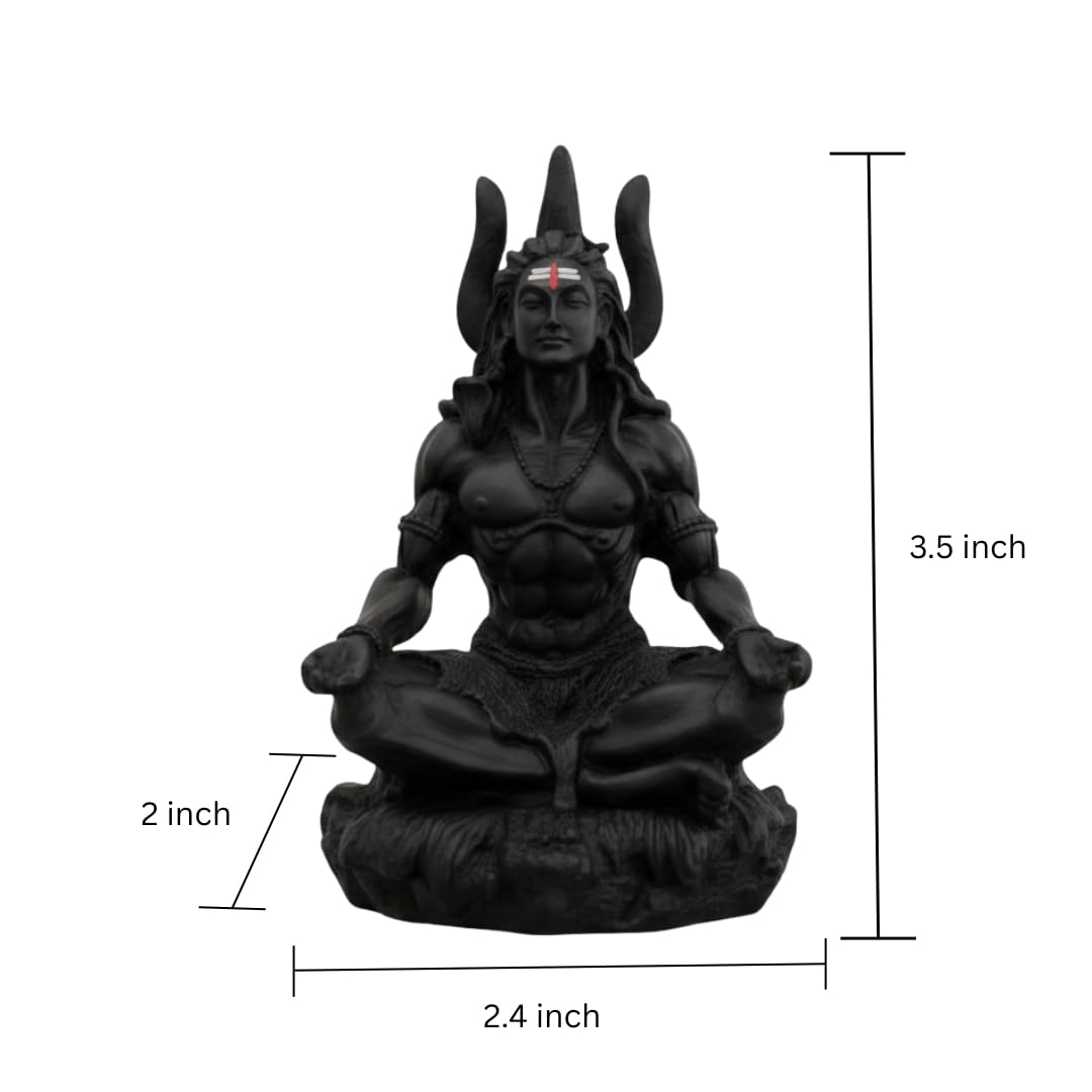 VAMA Siddh Mahadev Murti - 8.89 cm Black UV Resin Figurine for Car Dashboard or Home Mandir - front view