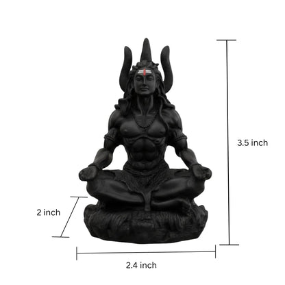 VAMA Siddh Mahadev Murti - 8.89 cm Black UV Resin Figurine for Car Dashboard or Home Mandir - front view