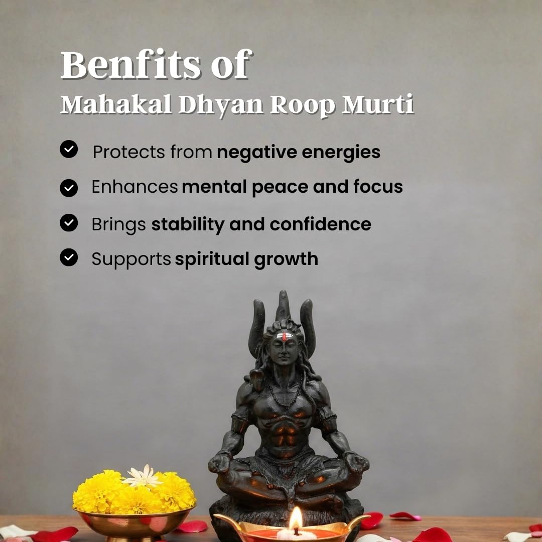 VAMA Siddh Mahadev Murti - 8.89 cm Black UV Resin Figurine for Car Dashboard or Home Mandir - back view