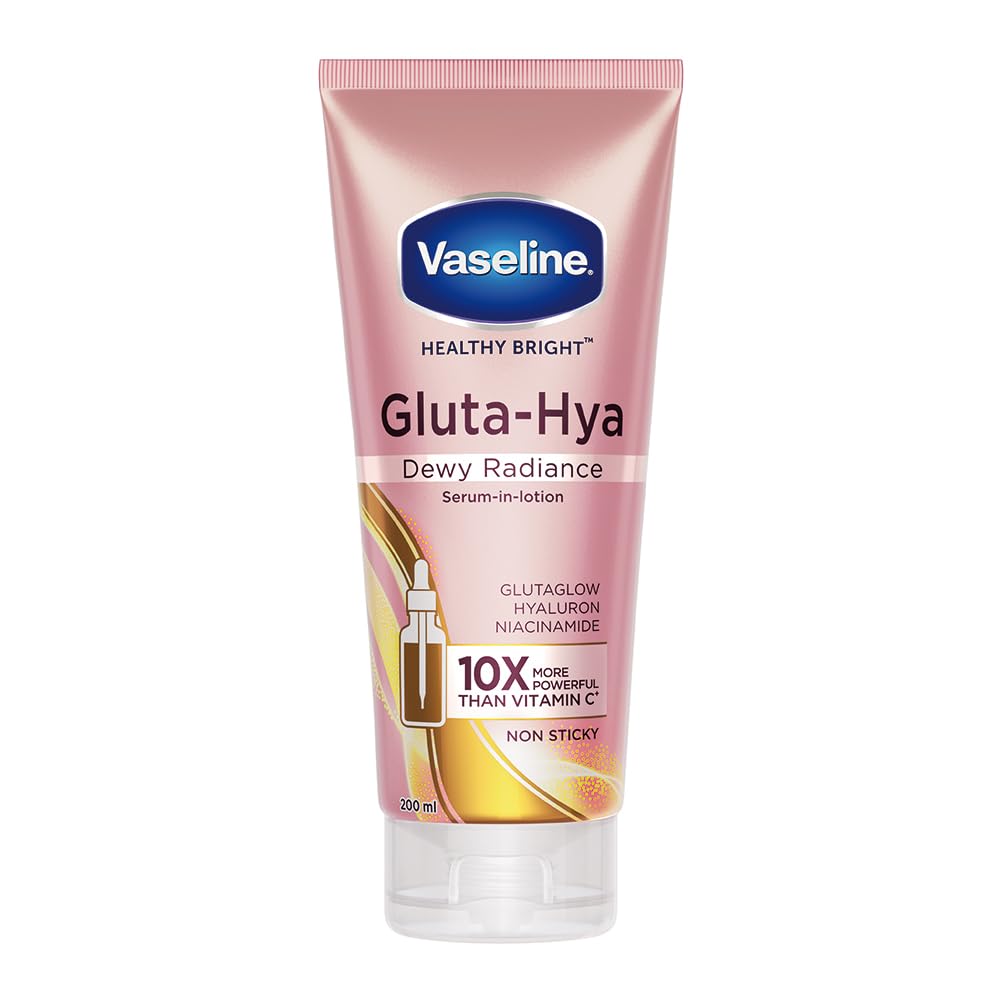 Vaseline Gluta-Hya Dewy Radiance Lotion, Face and Body Moisturizer with Glutathione and Niacinamide