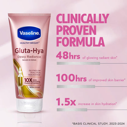 Vaseline Gluta-Hya Dewy Radiance Lotion, Face and Body Moisturizer with Glutathione and Niacinamide - ingredients panel (13)