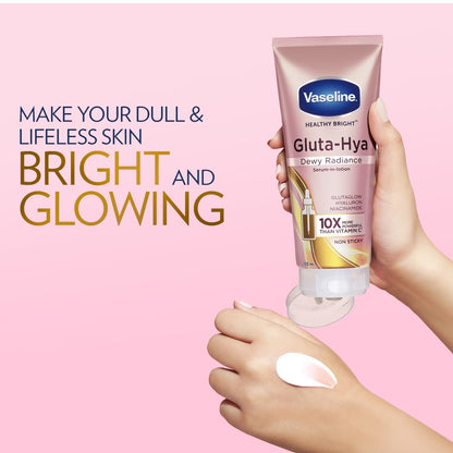 Vaseline Gluta-Hya Dewy Radiance Lotion, Face and Body Moisturizer with Glutathione and Niacinamide - label detail