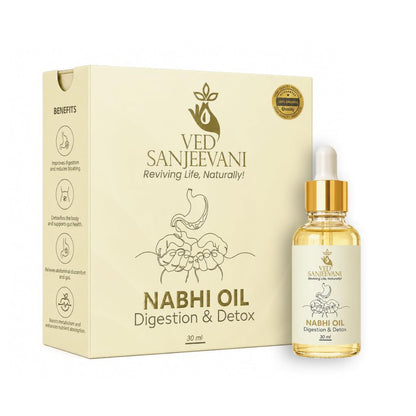 VED SANJEEVANI Nabhi Oil, Ayurvedic Herbal Oil with Hing and Ajwain, 30ml, Belly Button Oil