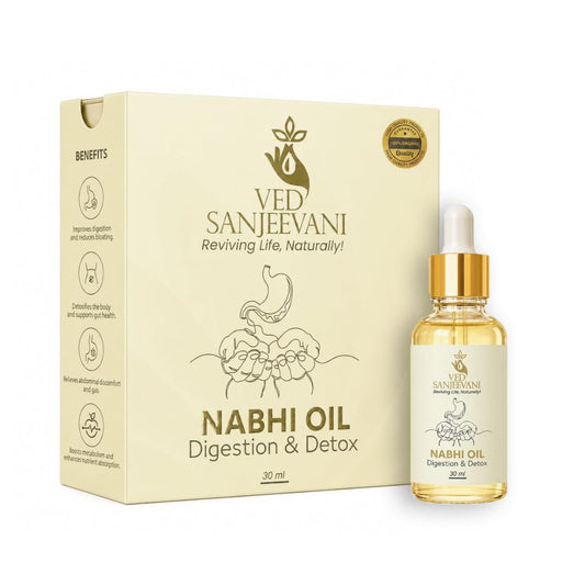 VED SANJEEVANI Nabhi Oil, Ayurvedic Herbal Oil with Hing and Ajwain, 30ml, Belly Button Oil