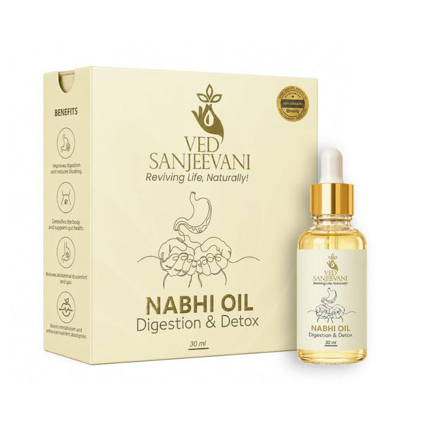 VED SANJEEVANI Nabhi Oil, Ayurvedic Herbal Oil with Hing and Ajwain, 30ml, Belly Button Oil