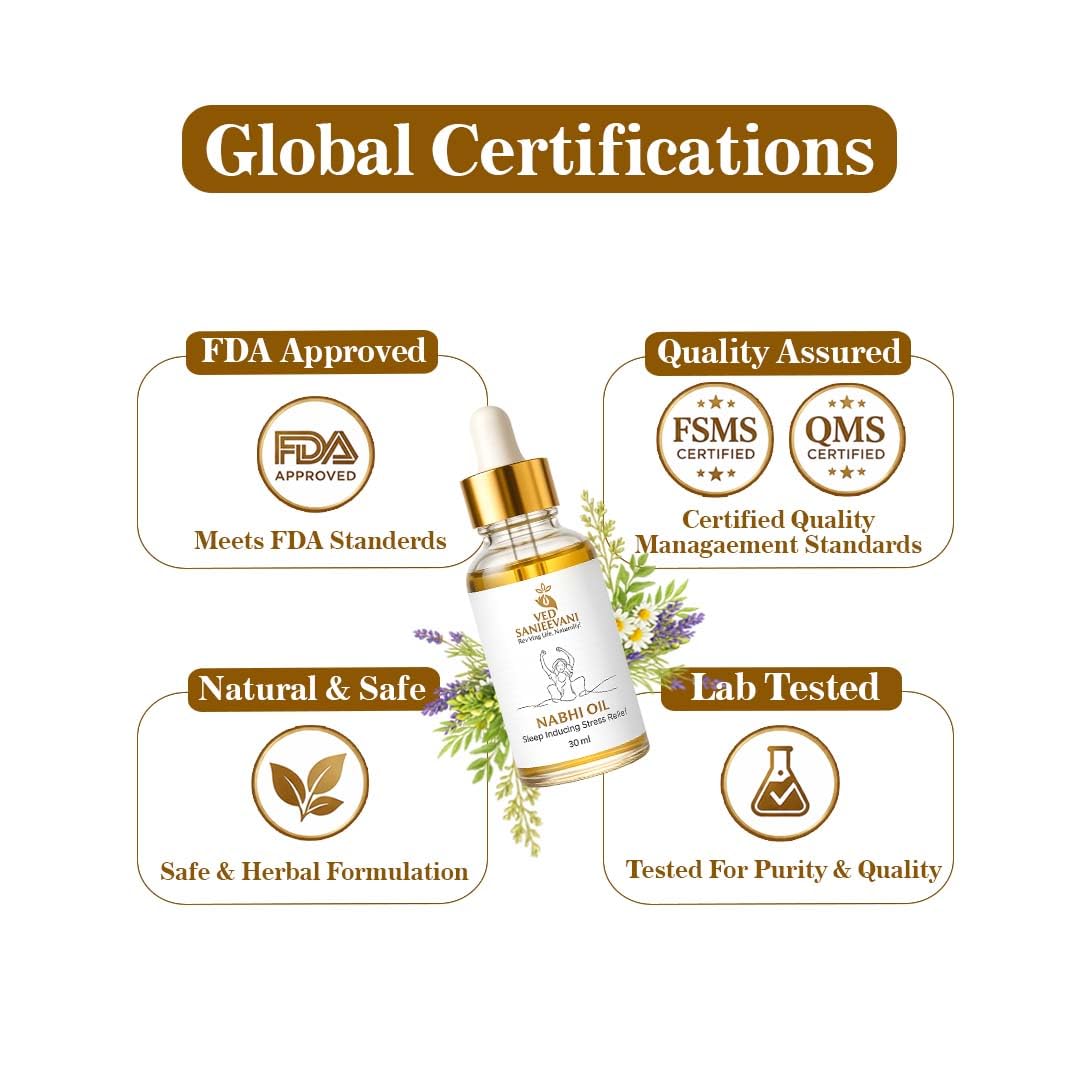 VED SANJEEVANI Nabhi Oil with Lavender & Brahmi, 30ml, Ayurvedic Essential Oil - back view