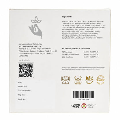 VED SANJEEVANI Nabhi Oil with Lavender & Brahmi, 30ml, Ayurvedic Essential Oil - ingredients panel