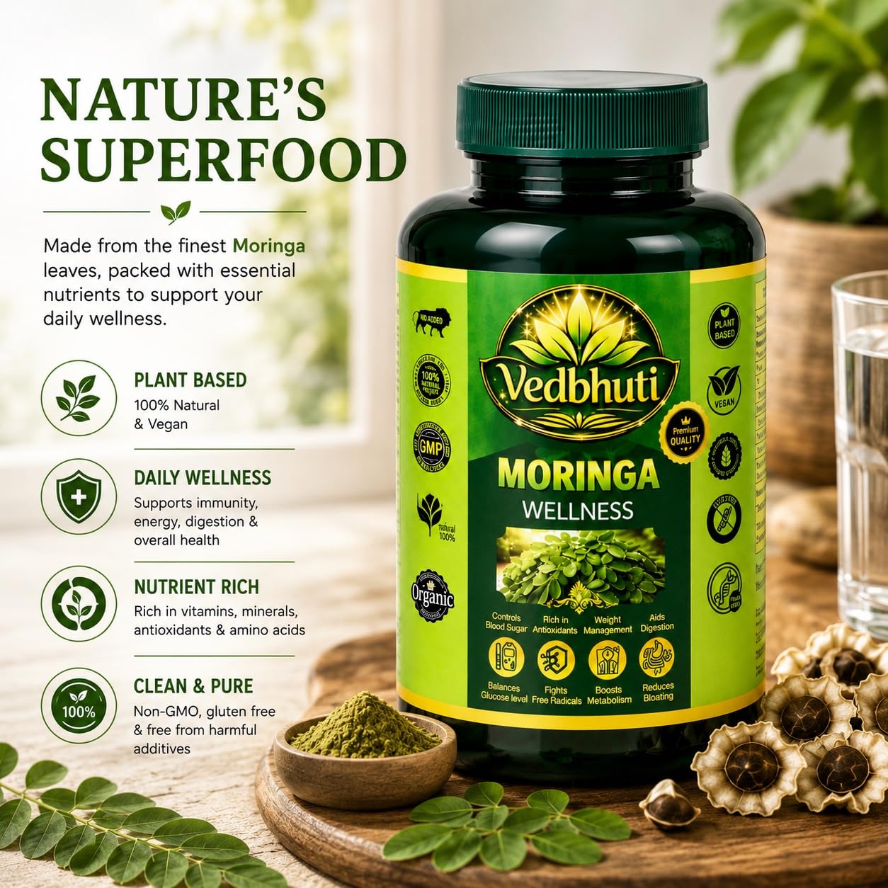 VEDBHUTI Ashwagandha Capsules 500mg, 60 Count, Vegan Herbal Supplement, Non-GMO - packaging (13)